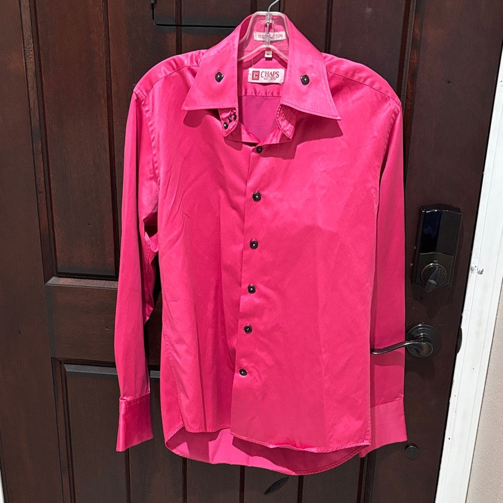 Chaps Vibrant Pink Casual Button Down Shirt XL